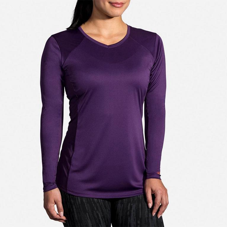 Brooks Stealth - Womens Long Sleeve Running Shirt - Purple (24598VWMF)